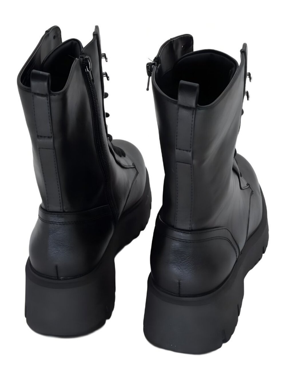 Madden Girl Maisey Lace-Up Combat Booties Black Chunky Sole US 9M - Picture 3 of 6